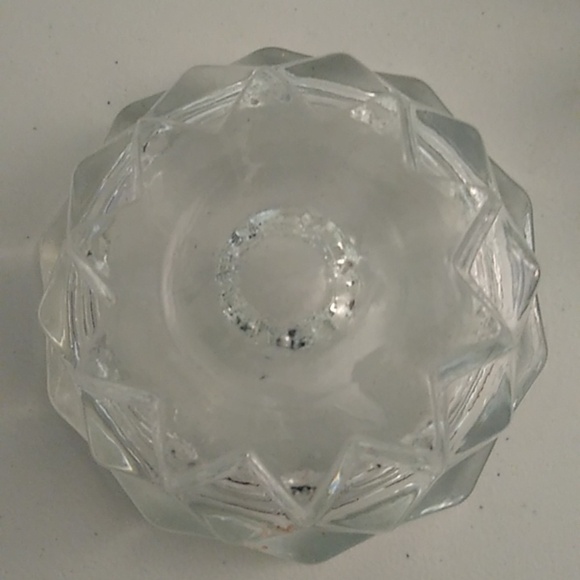 MID-CENTURY MODERN, STARBURST, HEAVY GLASS LOW PROFILE, SET OF 2 CANDLE … - Picture 3 of 7
